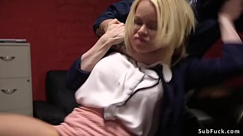 Lead editor Mr Pete got fired and then captured his big tits blonde chief Nikki Delano and in restrain bondage assfuck fucked her in different devices