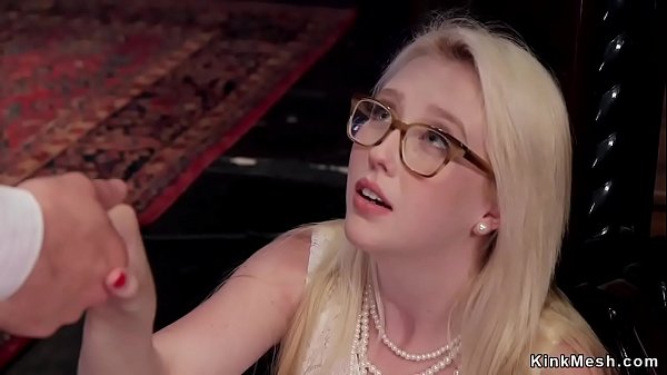 School blonde domination & submission fucking in threesome