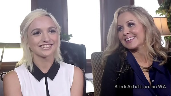 Tied up blonde got anal invasion strap on