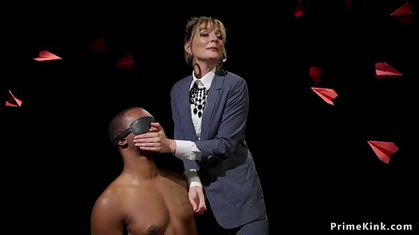 Black gimp adores poon to mistress