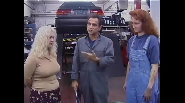 The possessor of the auto repair supermarket is unhappy with the work of a chubby chick and spanks her big bootie