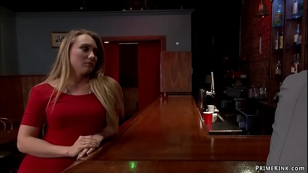 Blonde is tied and rectal fucked in club