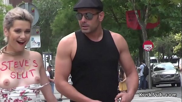 Blonde slave wrapped in public streets