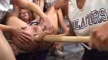 cheerleader rough fucked with baseball bat