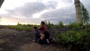 Public pegging on the roof of the boiler building.Using cum lube