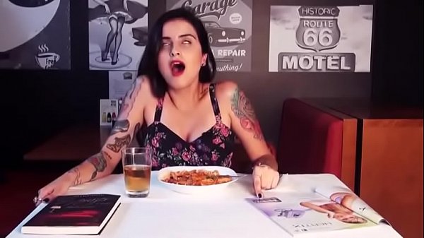 Hot girl having good time in restaurant