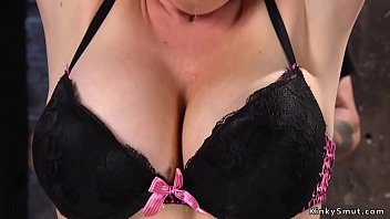 Amazing blonde slave in various rope bondage positions prepared for fuck