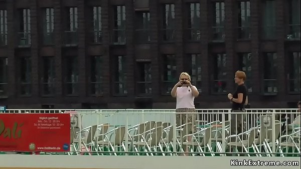 Butt plugged slut spanked at riverside