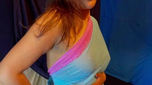 Hot Juicy Desi Anal Babe in Pink and Blue Saree – Subscribe for  FREE!