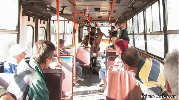 Long haired blonde fucked in public bus