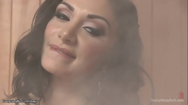 Busty lesbians anal toy in sauna