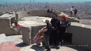 Latina sweetheart fellates jizz-shotgun at landscape