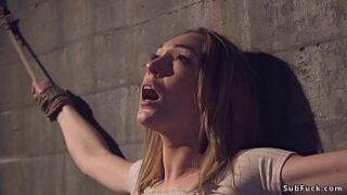 Sightless date goes wrong for dark-haired beauty Lily LaBeau who finds herslef in dark dungeon space and cord restrain bondage then master Xander Corvus buttfuck fucks her hard